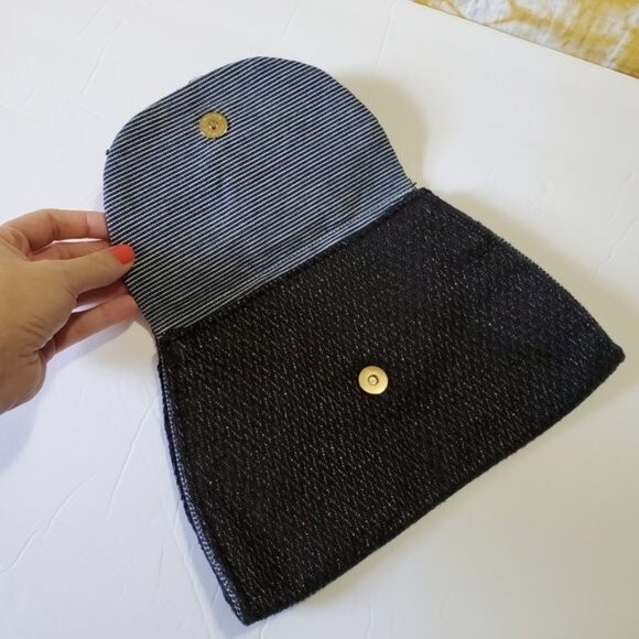 Shana Luther clutch black bag SML hand made in Brooklyn NYC fabric purse - Picture 5 of 11